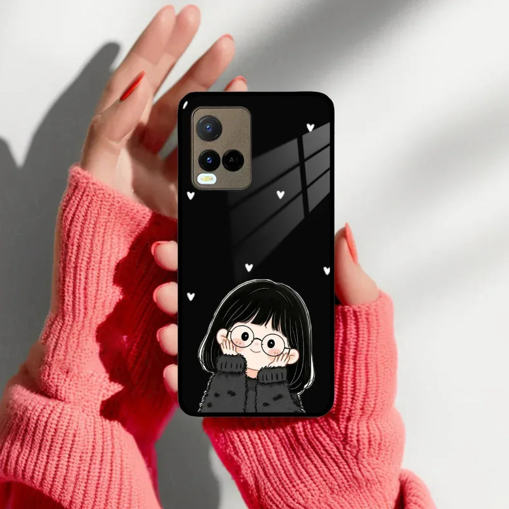 Sweet Blush Girl Glass Case Cover For Vivo - ShopOnCliQ