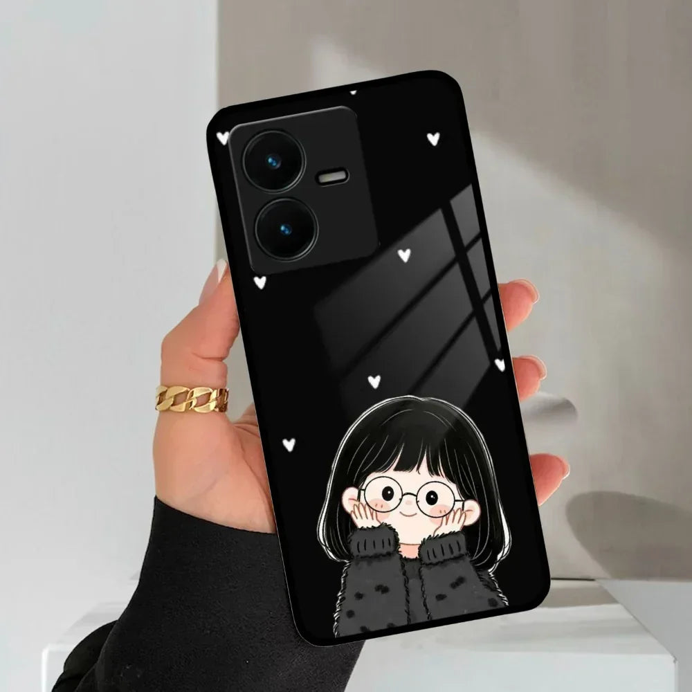 Sweet Blush Girl Glass Case Cover For Vivo - ShopOnCliQ