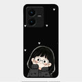 Sweet Blush Girl Glass Case Cover For Vivo Y22