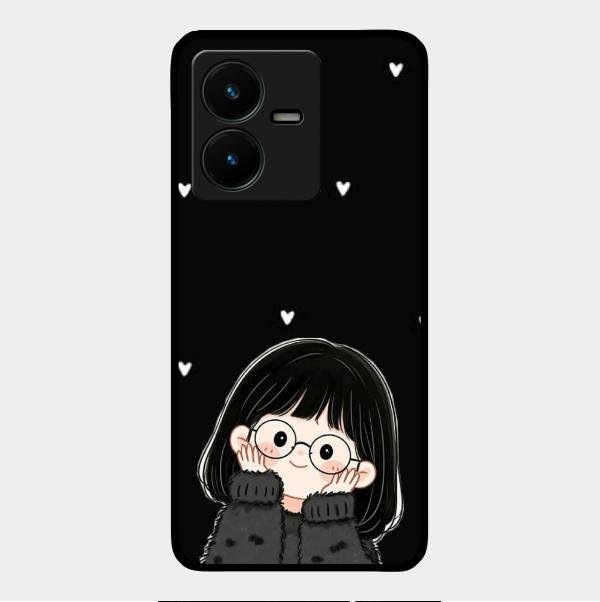 Sweet Blush Girl Glass Case Cover For Vivo Y22