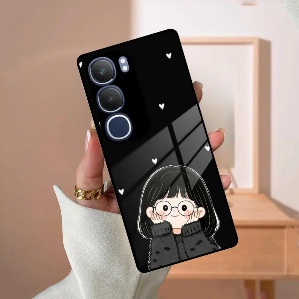 Sweet Blush Girl Glass Case Cover For Vivo - ShopOnCliQ