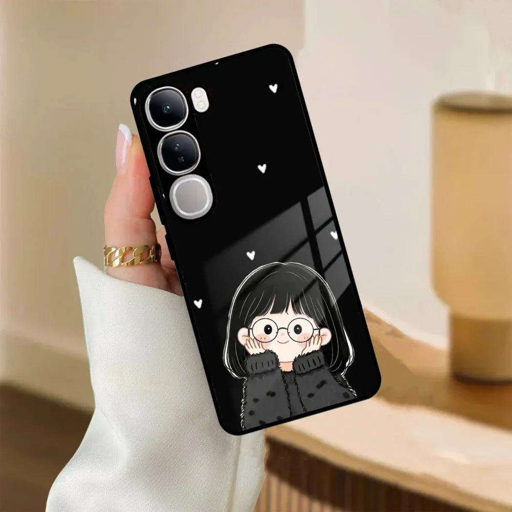 Sweet Blush Girl Glass Case Cover For Vivo - ShopOnCliQ
