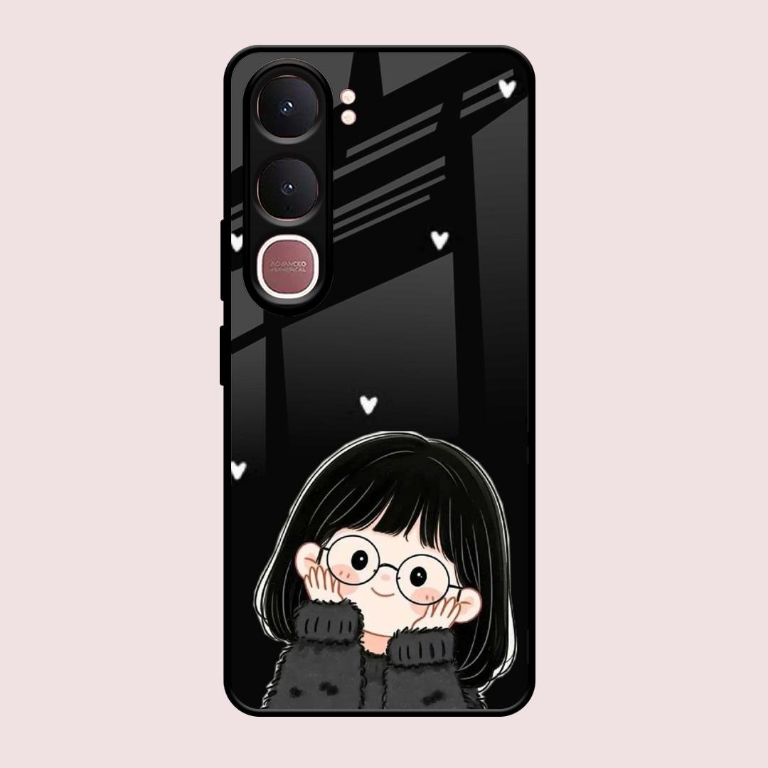 Sweet Blush Girl Glass Case Cover For Vivo Y31 5G