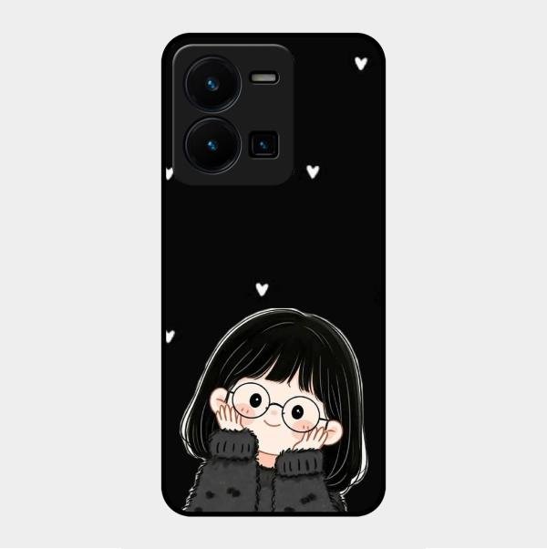 Sweet Blush Girl Glass Case Cover For Vivo Y35