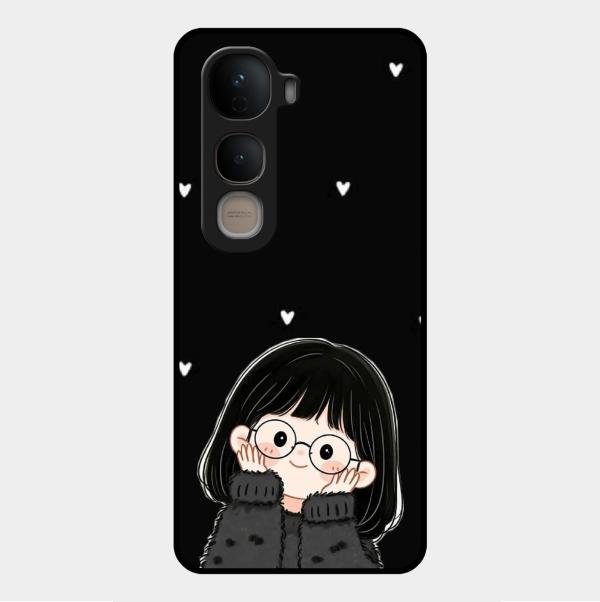 Sweet Blush Girl Glass Case Cover For Vivo Y400 5G