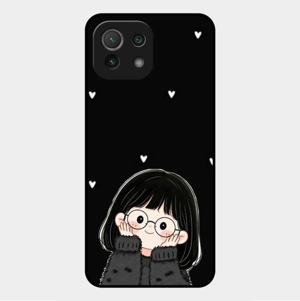 Sweet Blush Girl Glass Case Cover For Xiaomi Mi 11 Lite