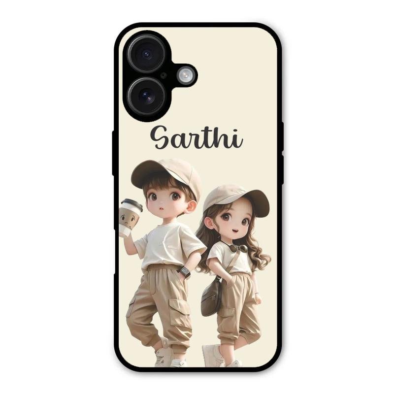 sweet harmony glossy metal case cover for iPhone 16 Plus