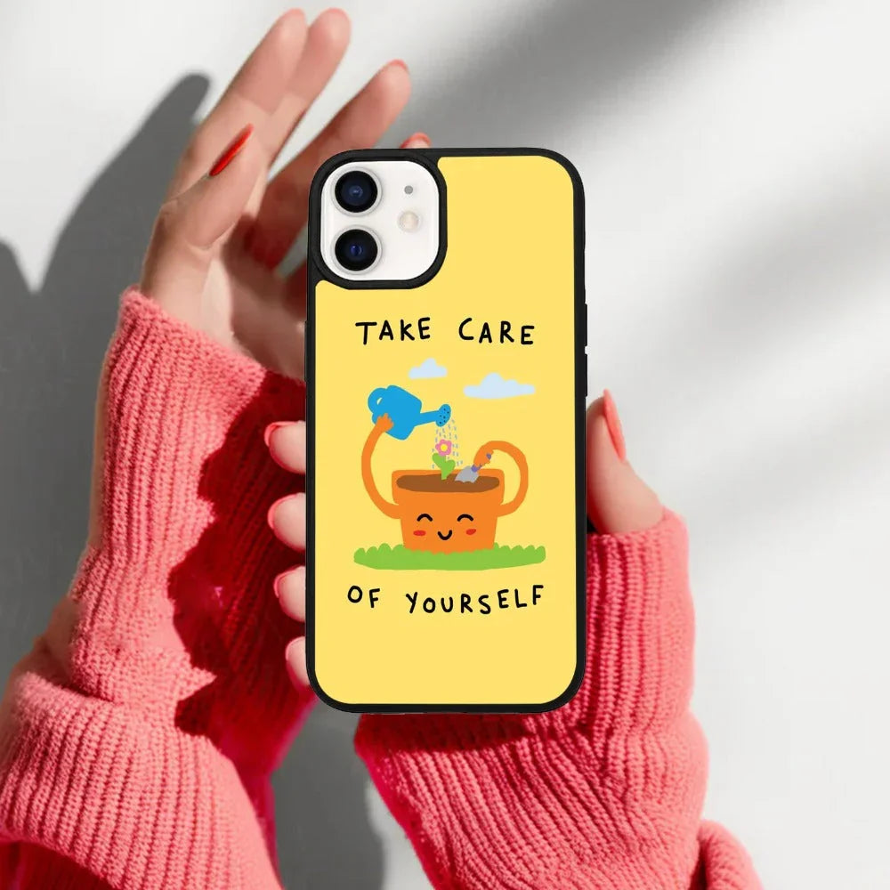 Take Care Glossy Metal Case Cover For iPhone - ShopOnCliQ