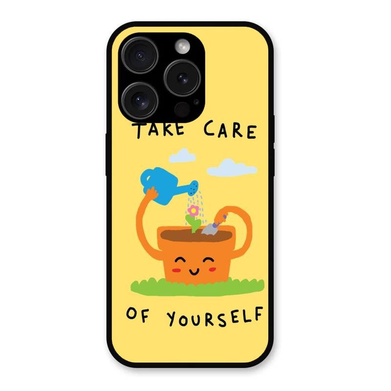 Take Care Glossy Metal Case Cover For iPhone 15 Pro Max