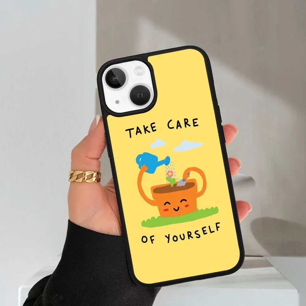 Take Care Glossy Metal Case Cover For iPhone - ShopOnCliQ