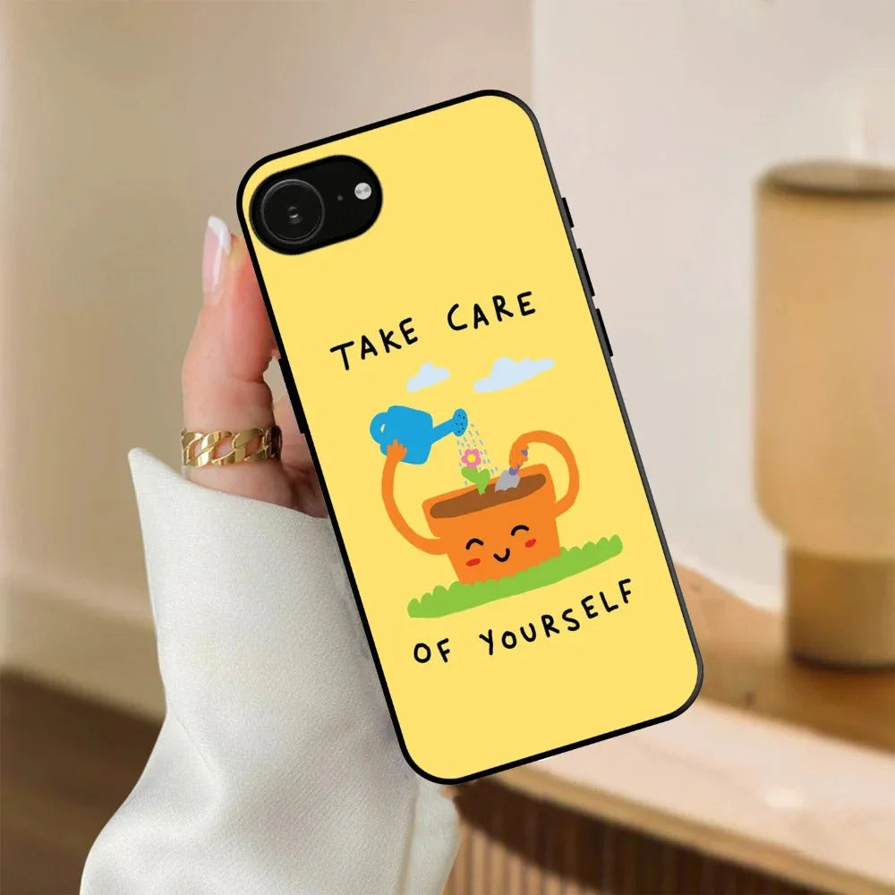 Take Care Glossy Metal Case Cover For iPhone - ShopOnCliQ