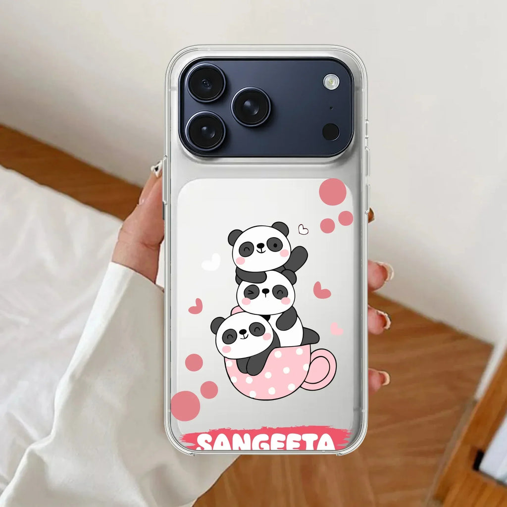 Tino Panda Customize Anti Yellow Clear Case For iPhone 17 Pro