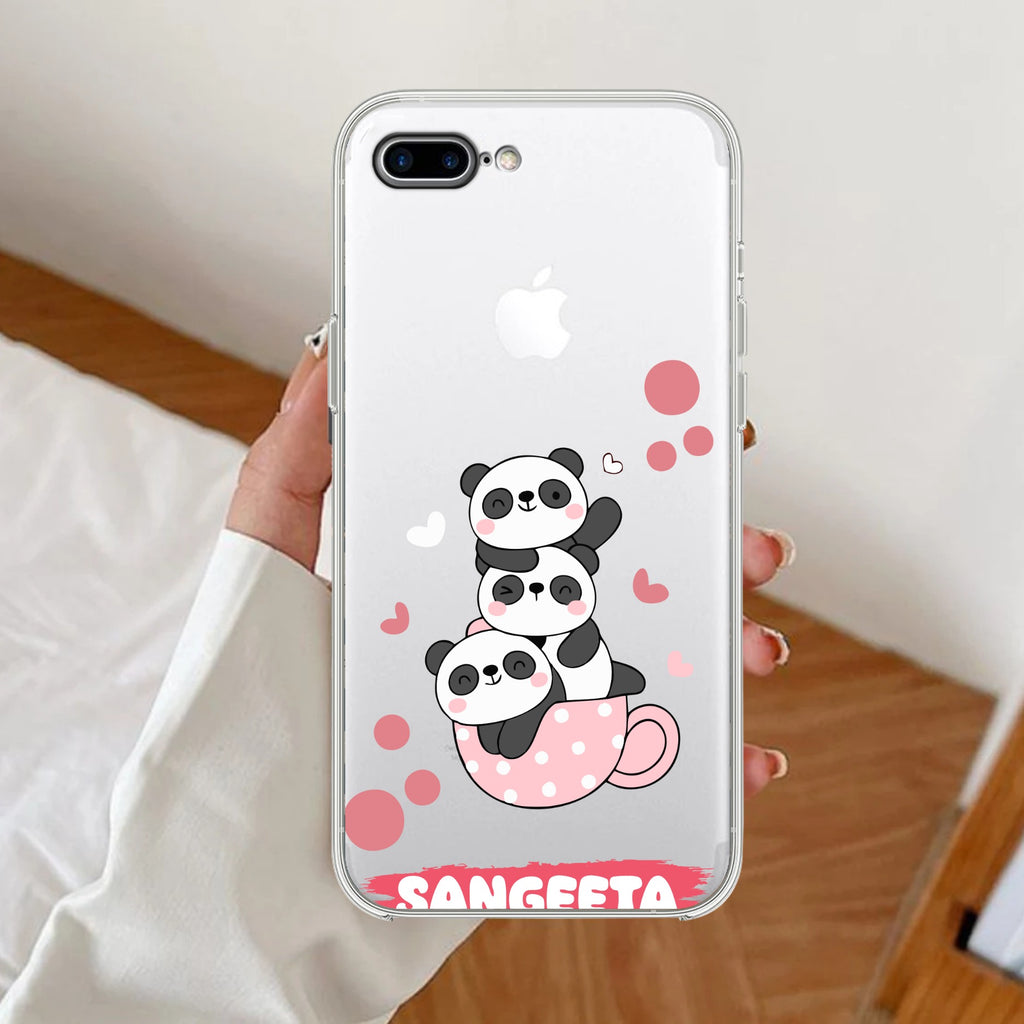 Tino Panda Customize Anti Yellow Clear Case For iPhone 7 Plus / iPhone 8 Plus