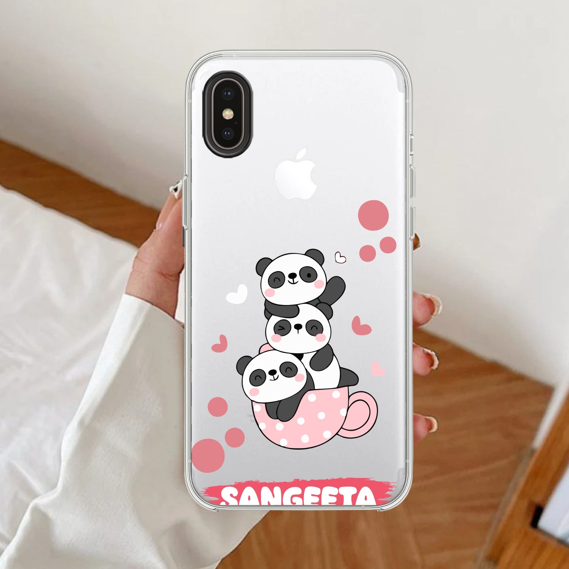 Tino Panda Customize Anti Yellow Clear Case For iPhone XR