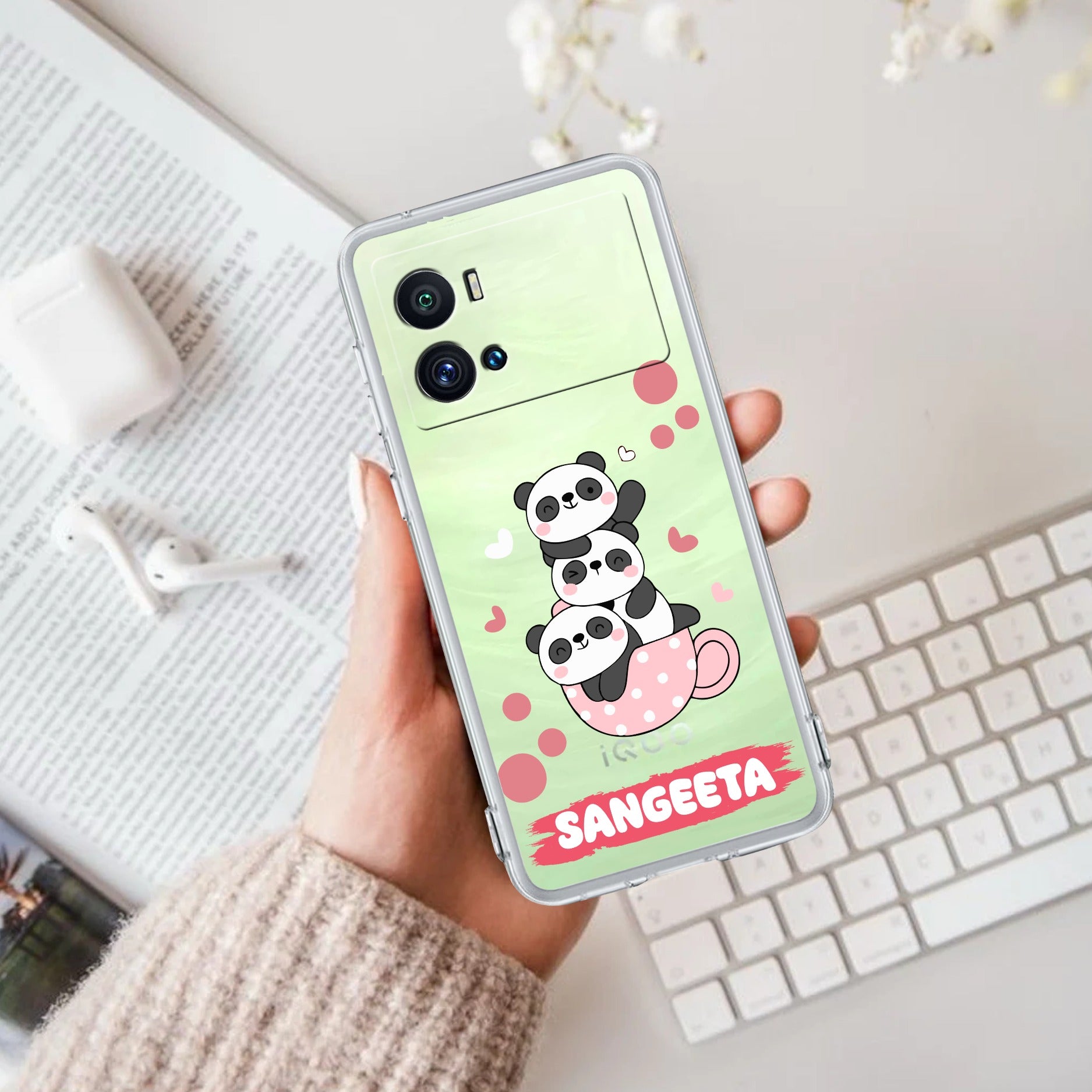 Tino Panda Customize Transparent Silicon Case For iQOO Neo 7 Pro 5G