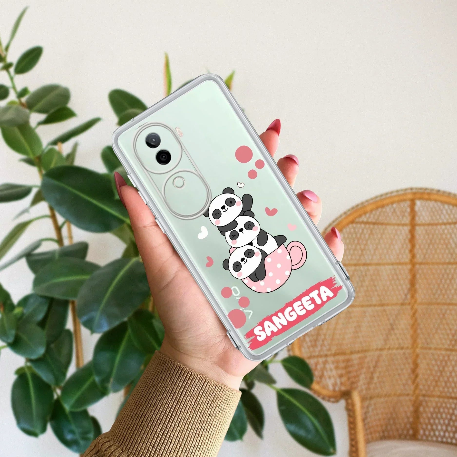 Tino Panda Customize Transparent Silicon Case For Vivo T3X 5G