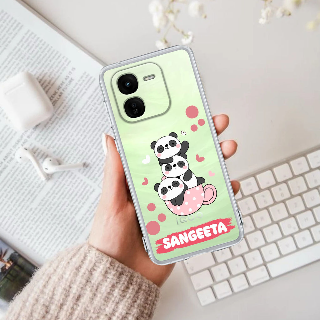 Tino Panda Customize Transparent Silicon Case For iQOO Z9x 5G