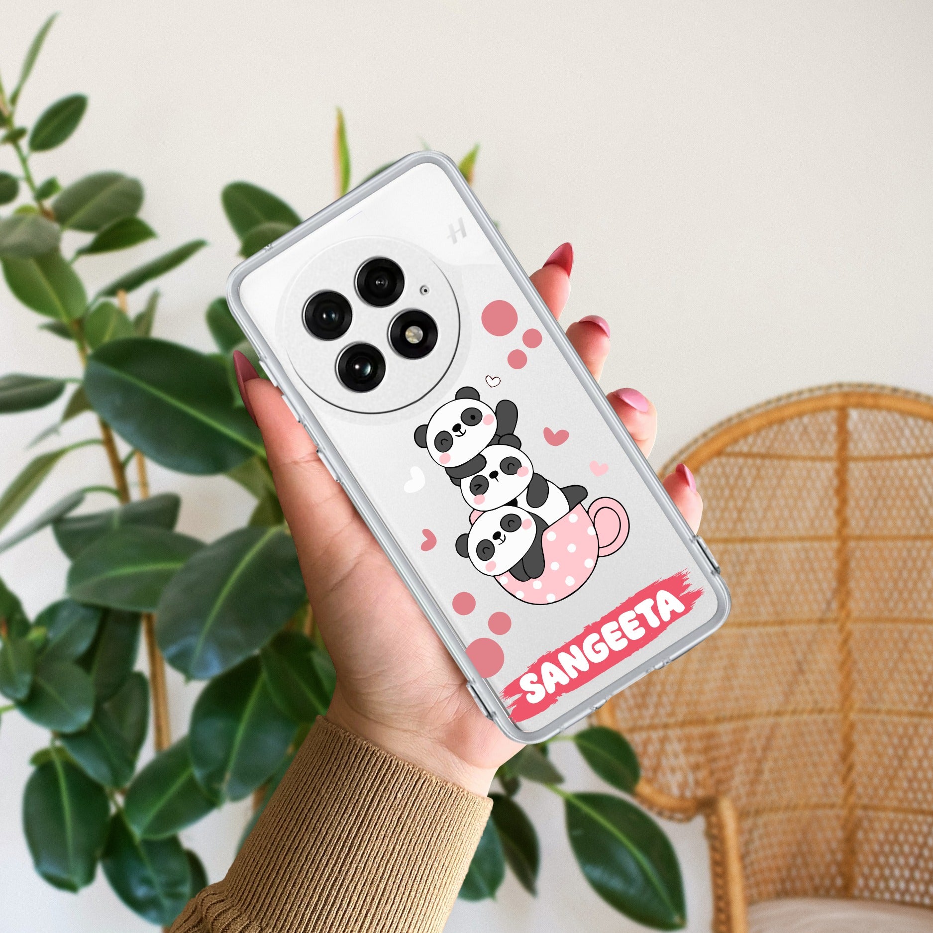 Tino Panda Customize Transparent Silicon Case For OnePlus 13 5G