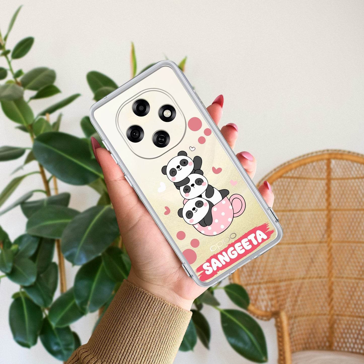 Tino Panda Customize Transparent Silicon Case For Oppo