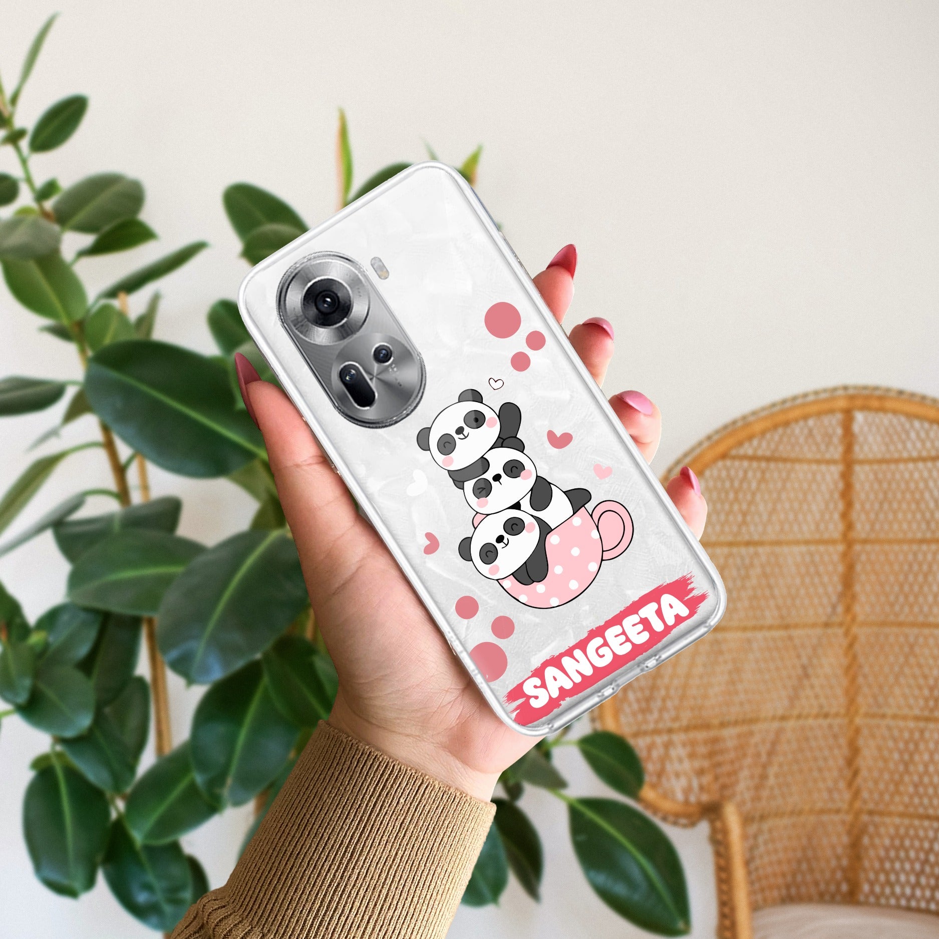 Tino Panda Customize Anti Yellow Case For Oppo Reno 11 5G