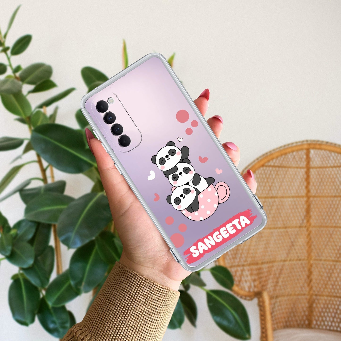 Tino Panda Customize Transparent Silicon Case For Oppo