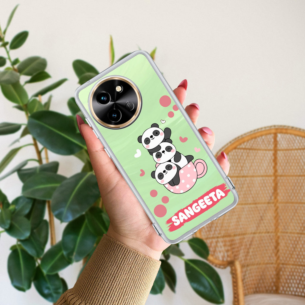 Tino Panda Customize Transparent Silicon Case For Vivo T3X 5G