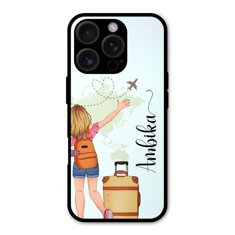 Travel Glossy Metal Case Cover For iPhone 16 Pro