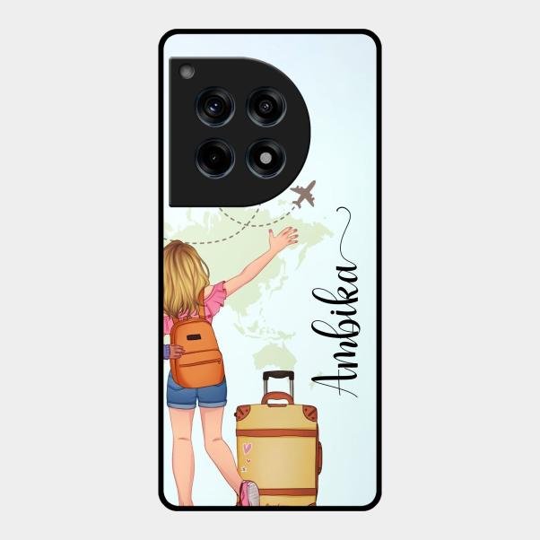 Travel Glossy Metal Case Cover For Oneplus 12R 5G