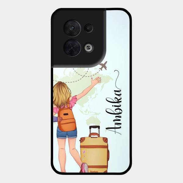 Travel Glossy Metal Case Cover For Oppo Reno 8 5G