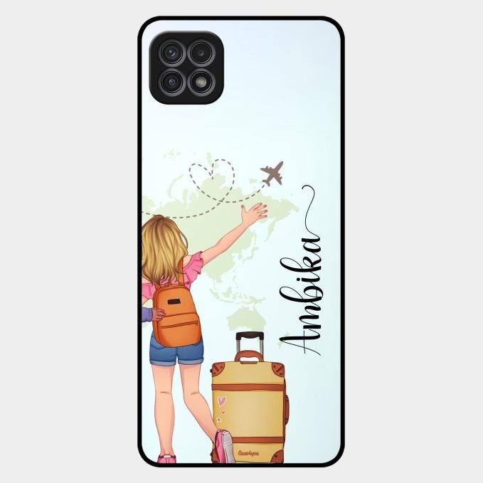 Travel Glossy Metal Case Cover For Samsung Galaxy F42 5G