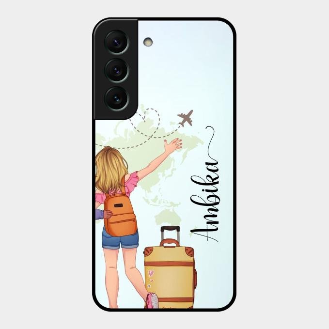 Travel Glossy Metal Case Cover For Samsung Galaxy S22 5G