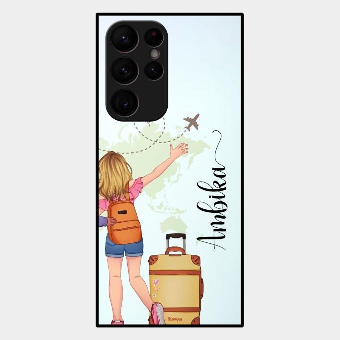 Travel Glossy Metal Case Cover For Samsung Galaxy S22 Ultra 5G