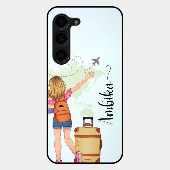 Travel Glossy Metal Case Cover For Samsung Galaxy S23 Plus 5G