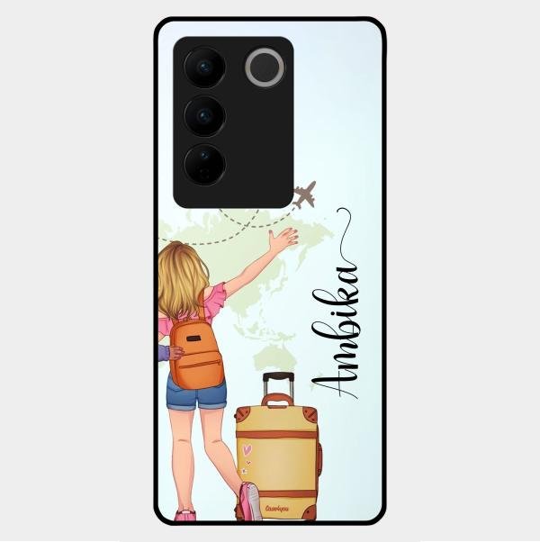 Travel Glossy Metal Case Cover For Vivo V27 5G