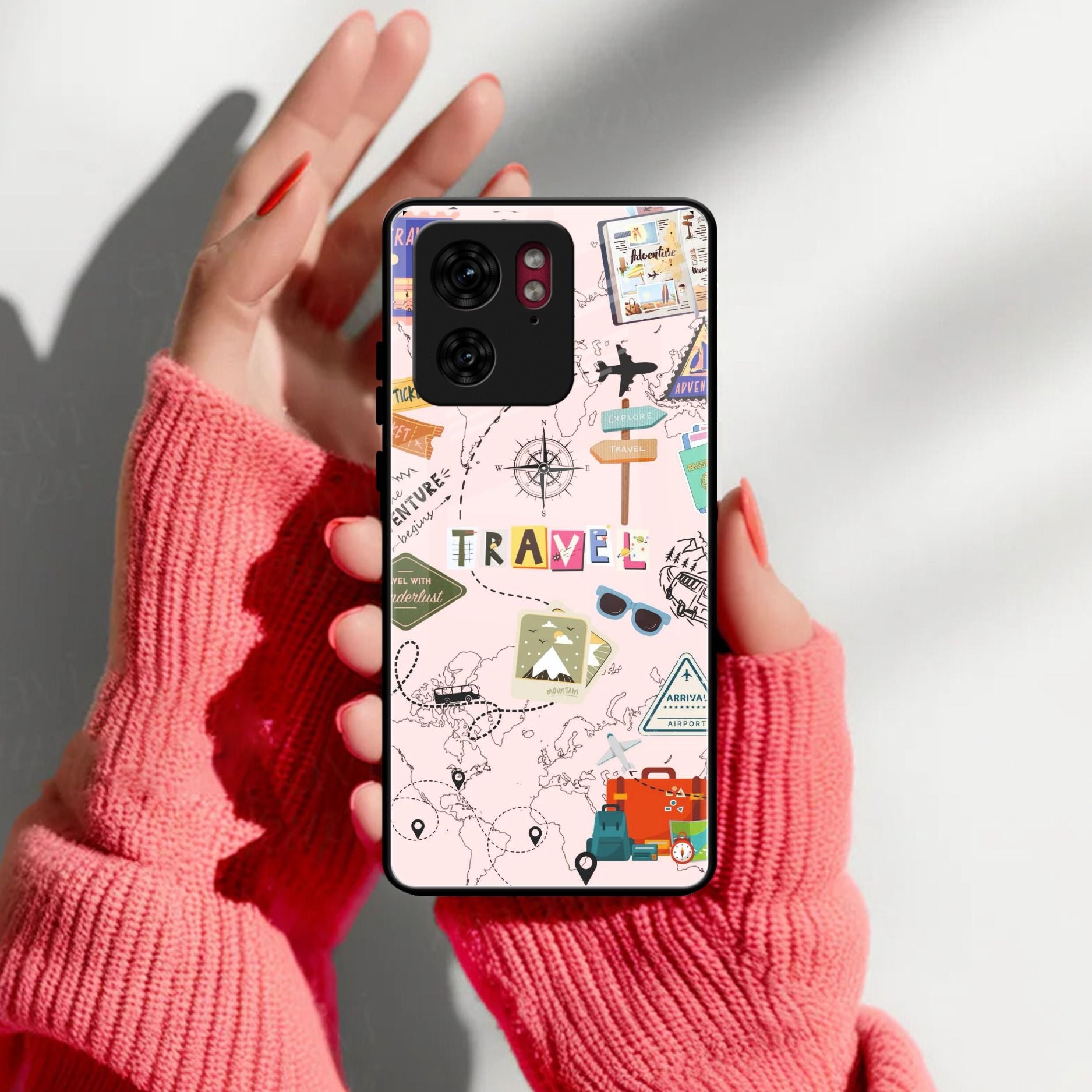 Travelogue Treasures Glass Case Cover For Motorola