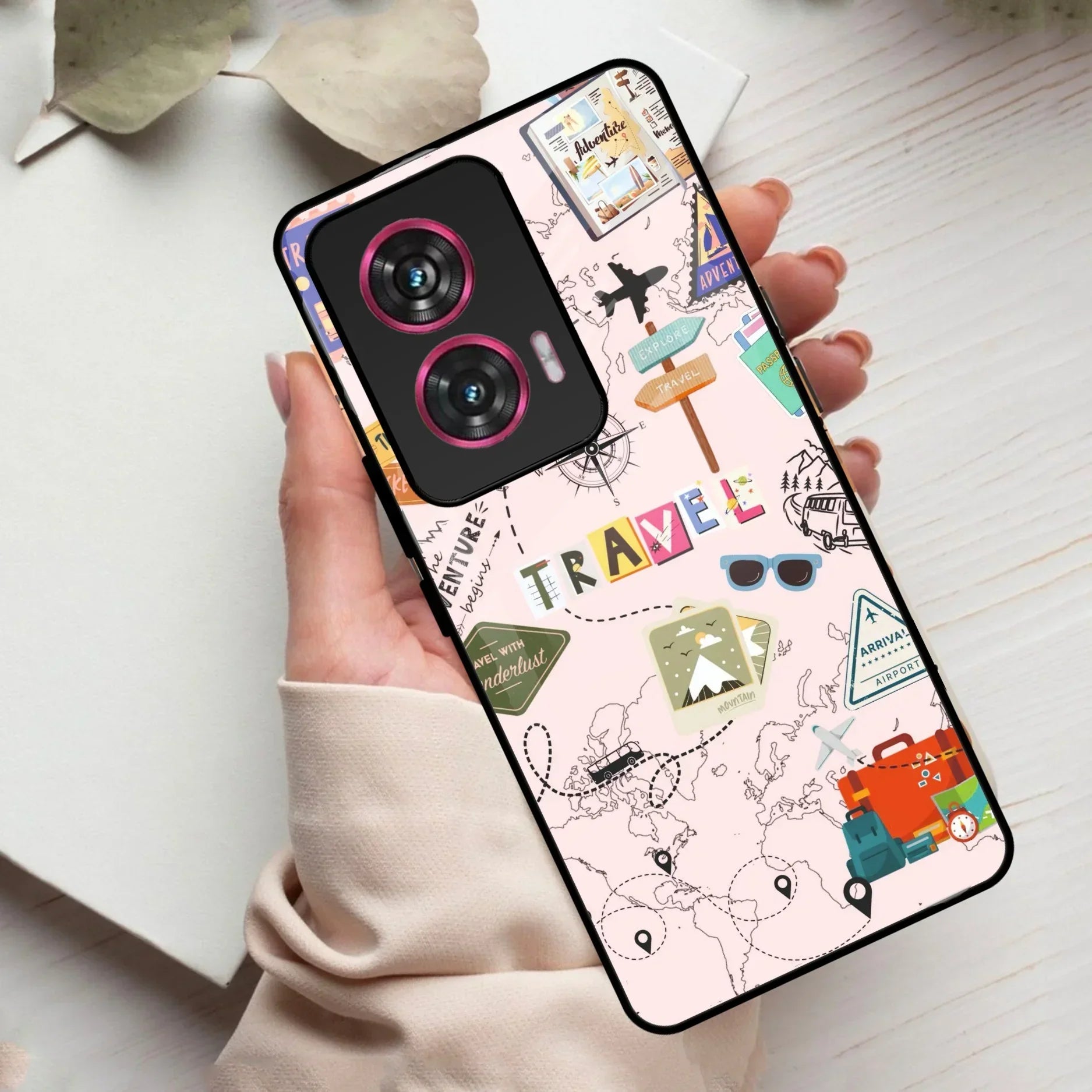 Travelogue Treasures Glass Case Cover For Motorola - ShopOnCliQ