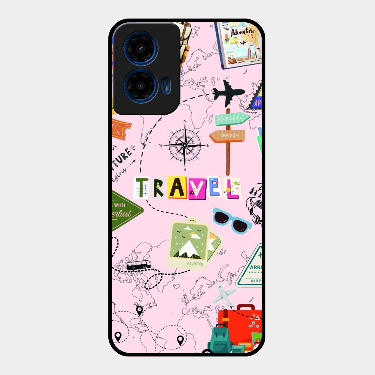Travelogue Treasures Glass Case Cover For Motorola G45 5G