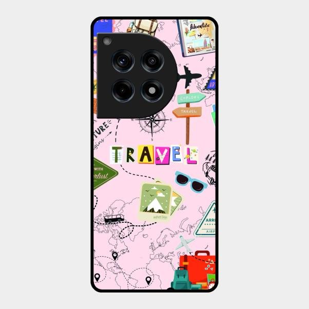 Travelogue Treasures Glass Case Cover For Oneplus 12R 5G