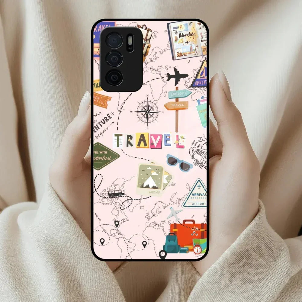 Travelogue Treasures Glass Case Cover For Oppo - ShopOnCliQ