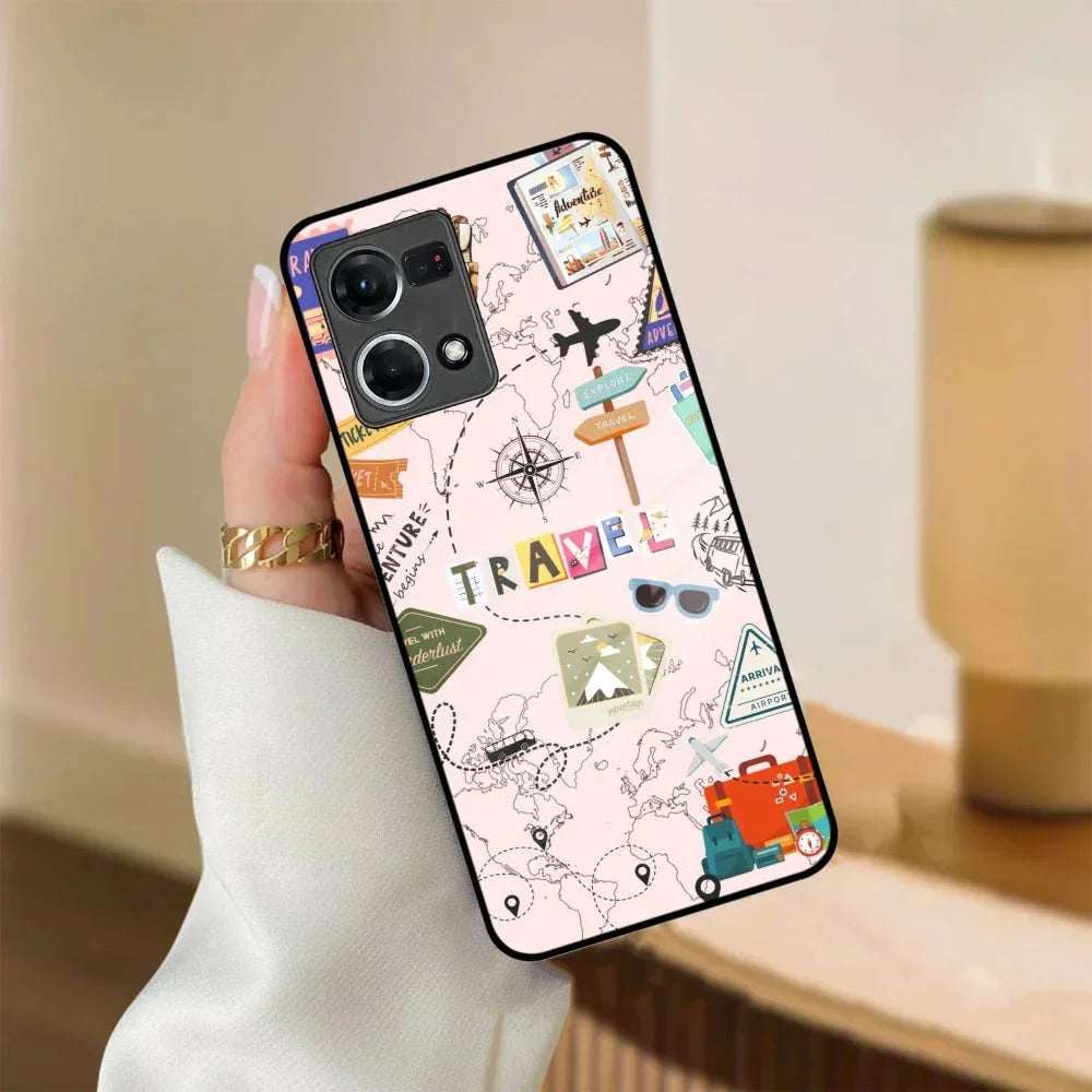 Travelogue Treasures Glass Case Cover For Oppo - ShopOnCliQ