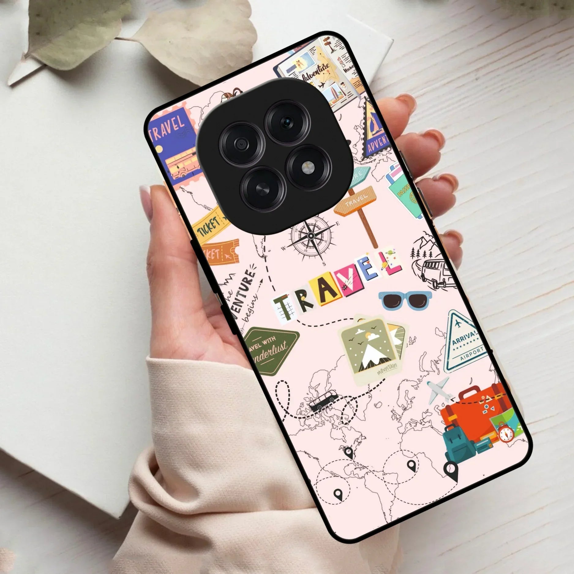 Travelogue Treasures Glass Case Cover For Oppo - ShopOnCliQ