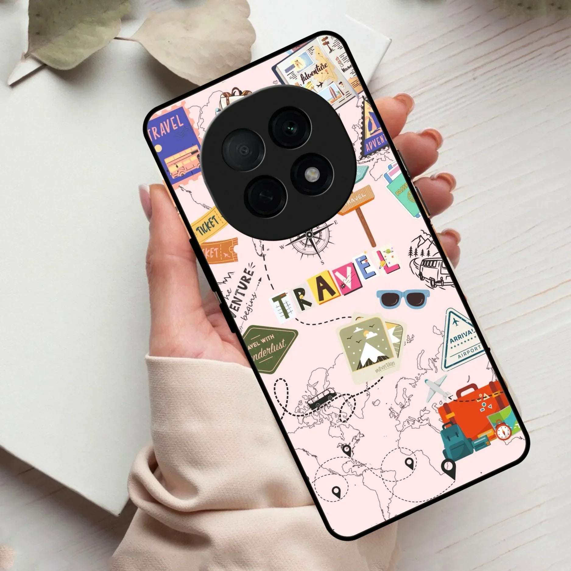Travelogue Treasures Glass Case Cover For Oppo - ShopOnCliQ