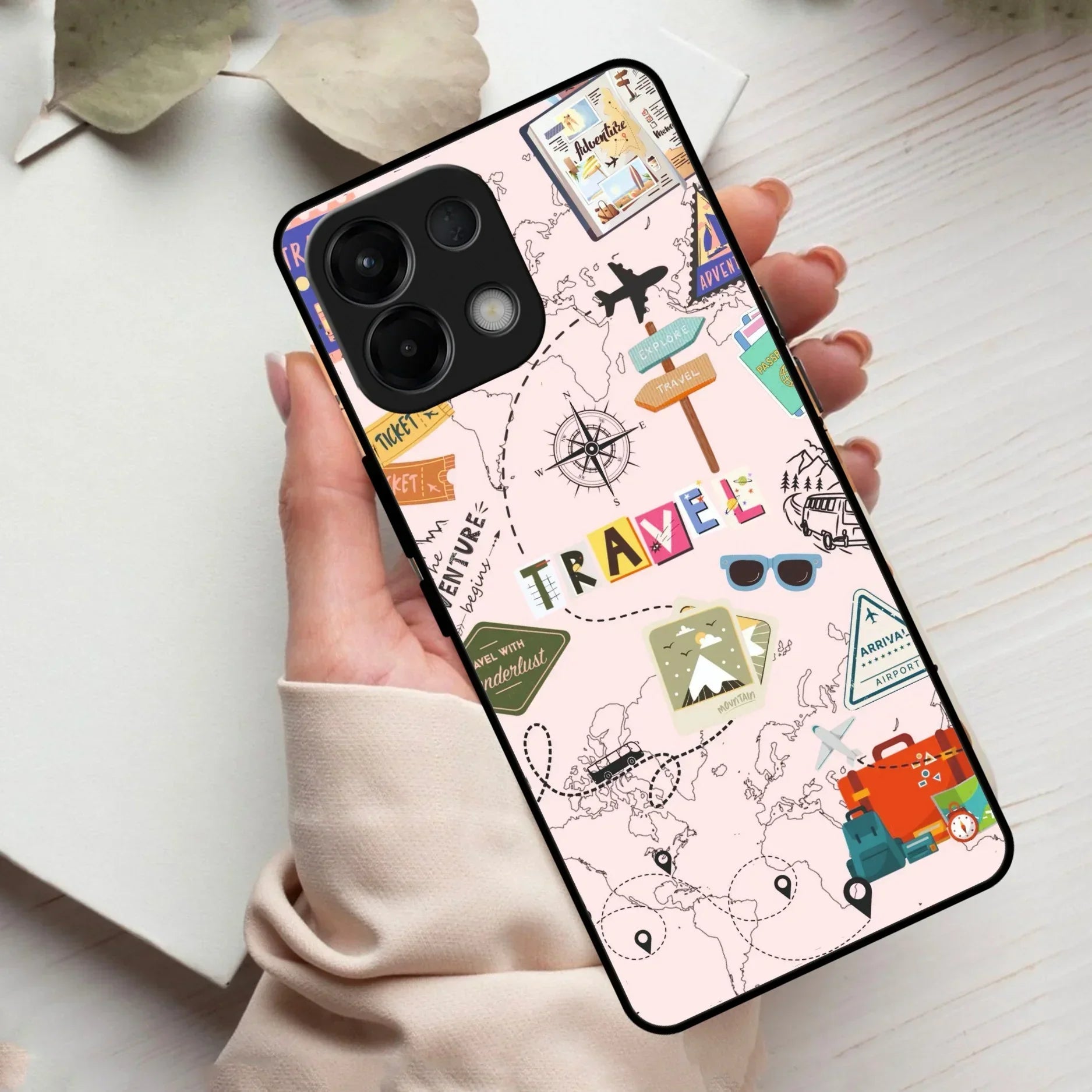 Travelogue Treasures Glass Case Cover For Oppo - ShopOnCliQ