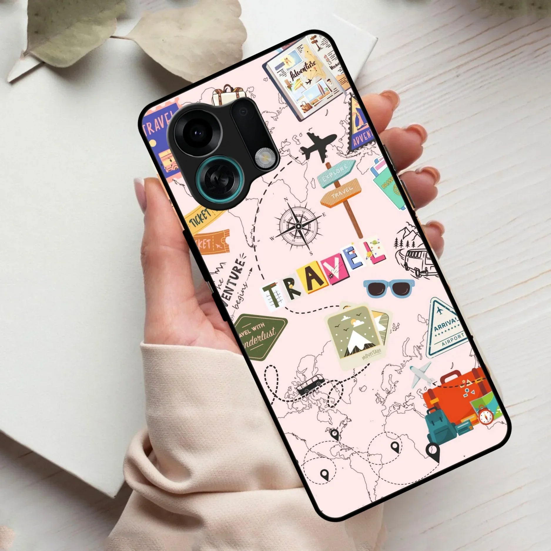 Travelogue Treasures Glass Case Cover For Oppo - ShopOnCliQ