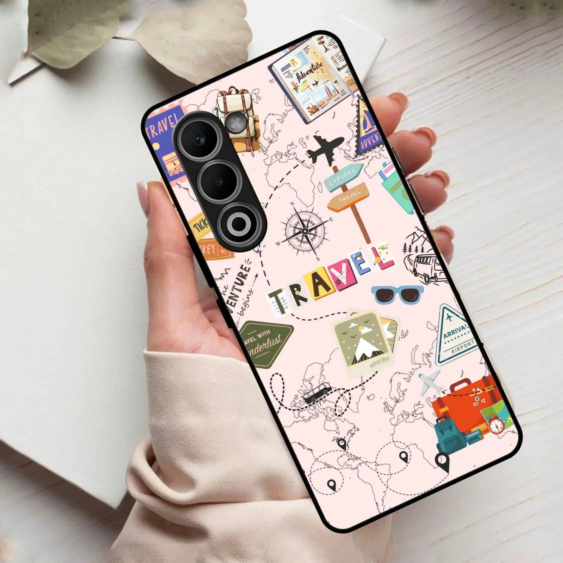 Travelogue Treasures Glass Case Cover For Oppo - ShopOnCliQ