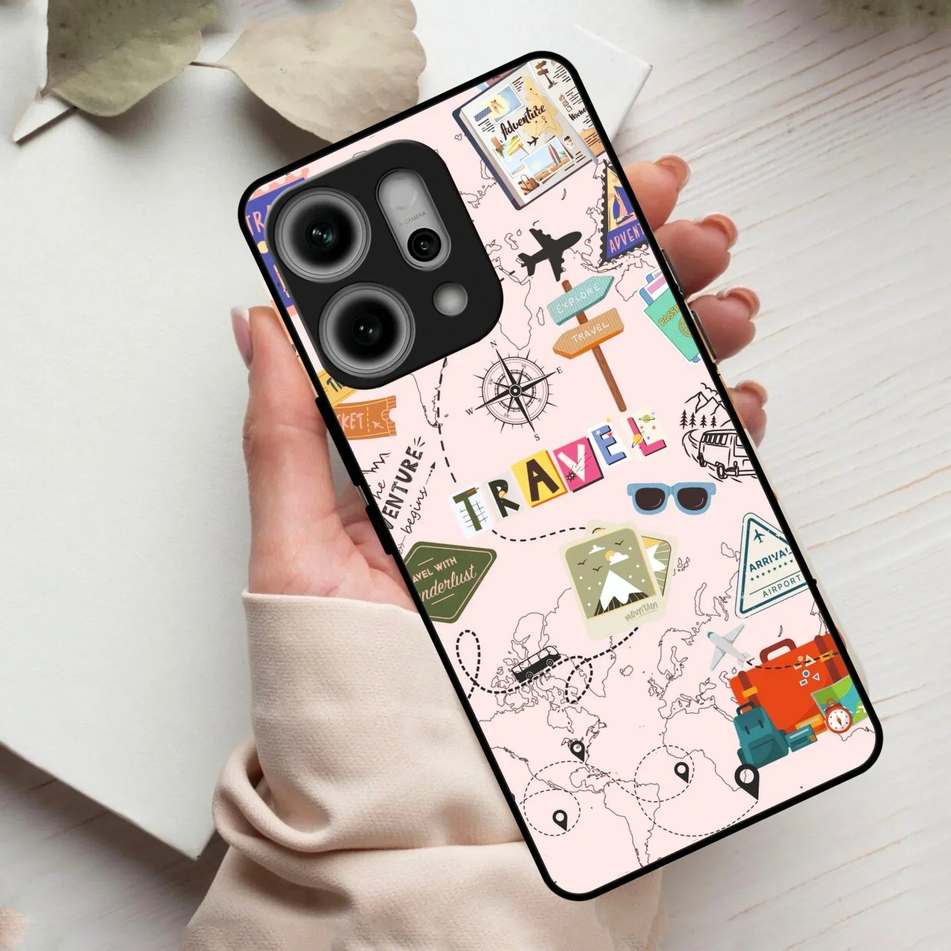 Travelogue Treasures Glass Case Cover For Oppo - ShopOnCliQ