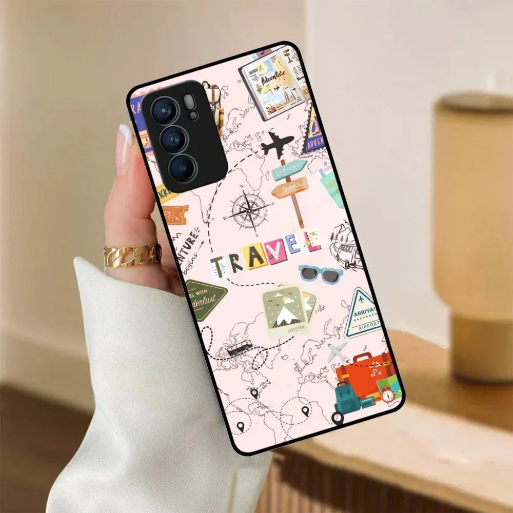 Travelogue Treasures Glass Case Cover For Oppo - ShopOnCliQ