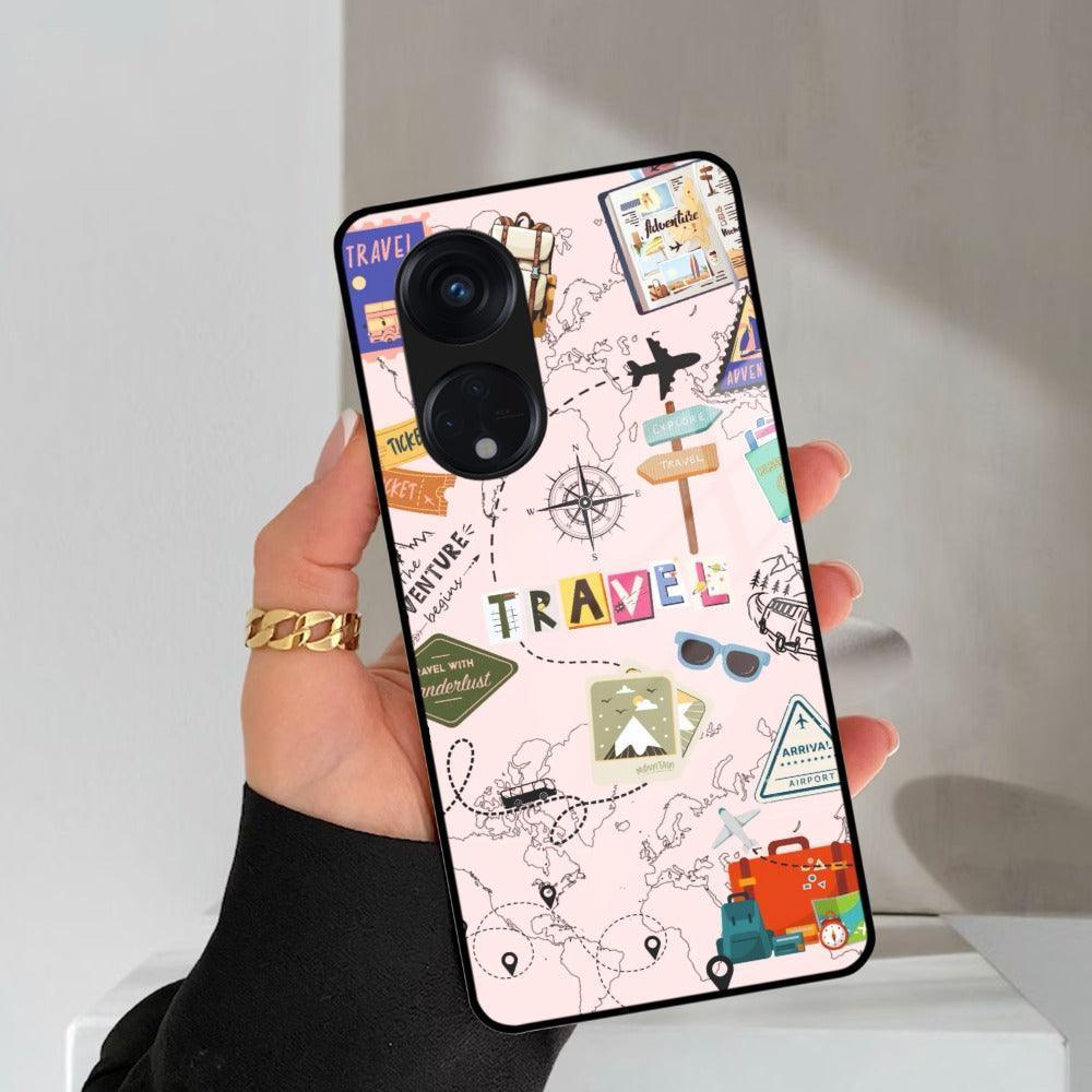 Travelogue Treasures Glass Case Cover For Oppo - ShopOnCliQ