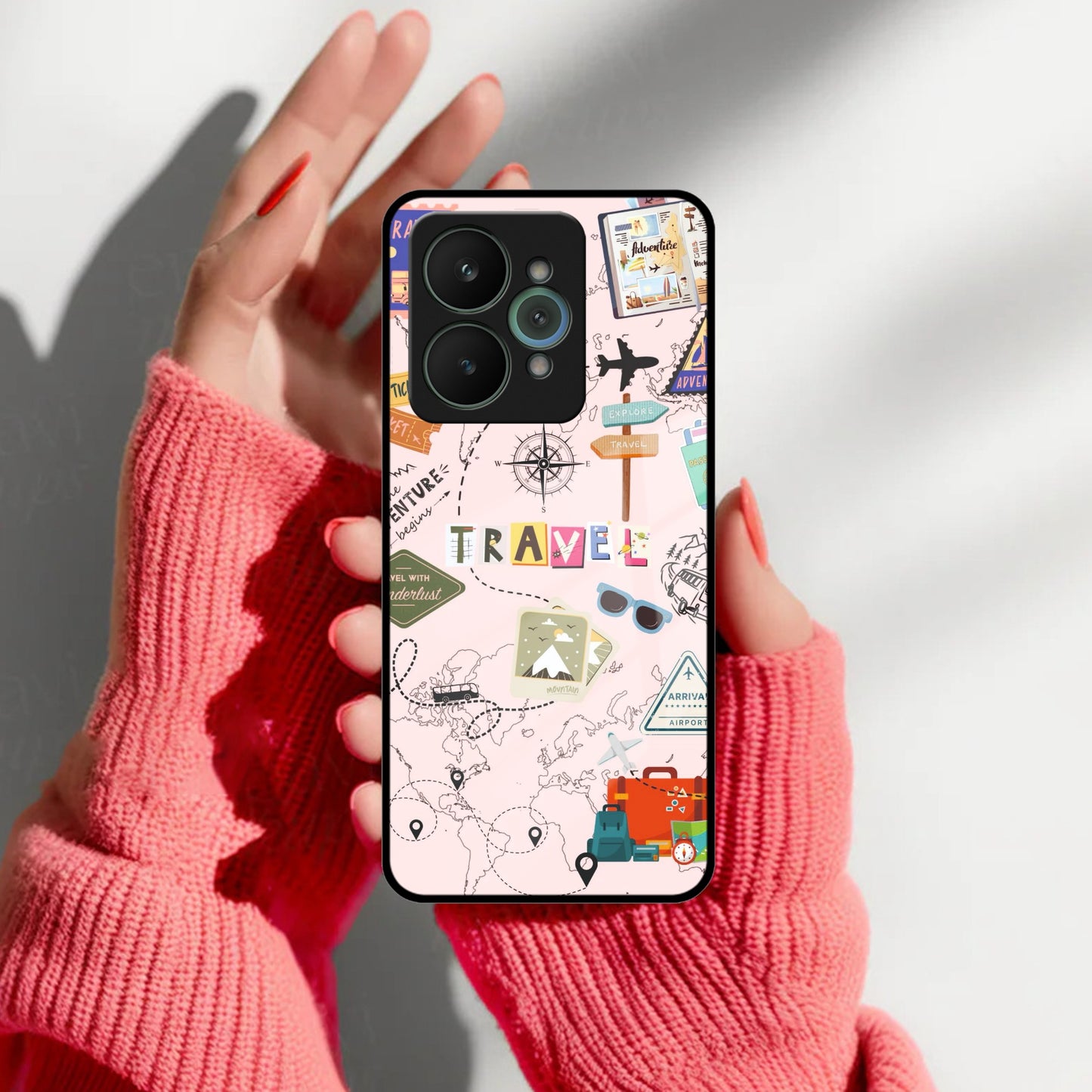Travelogue Treasures Glass Case Cover For Realme/Narzo