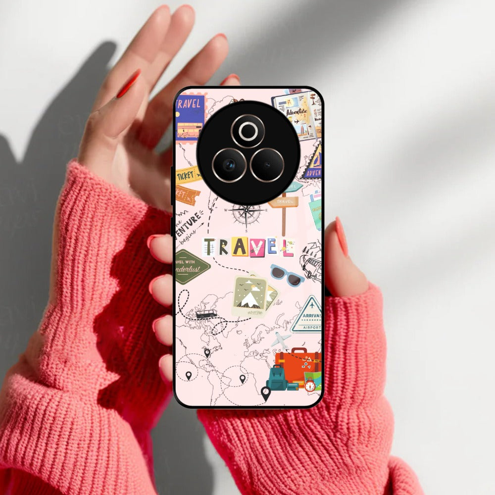 Travelogue Treasures Glass Case Cover For Realme/Narzo